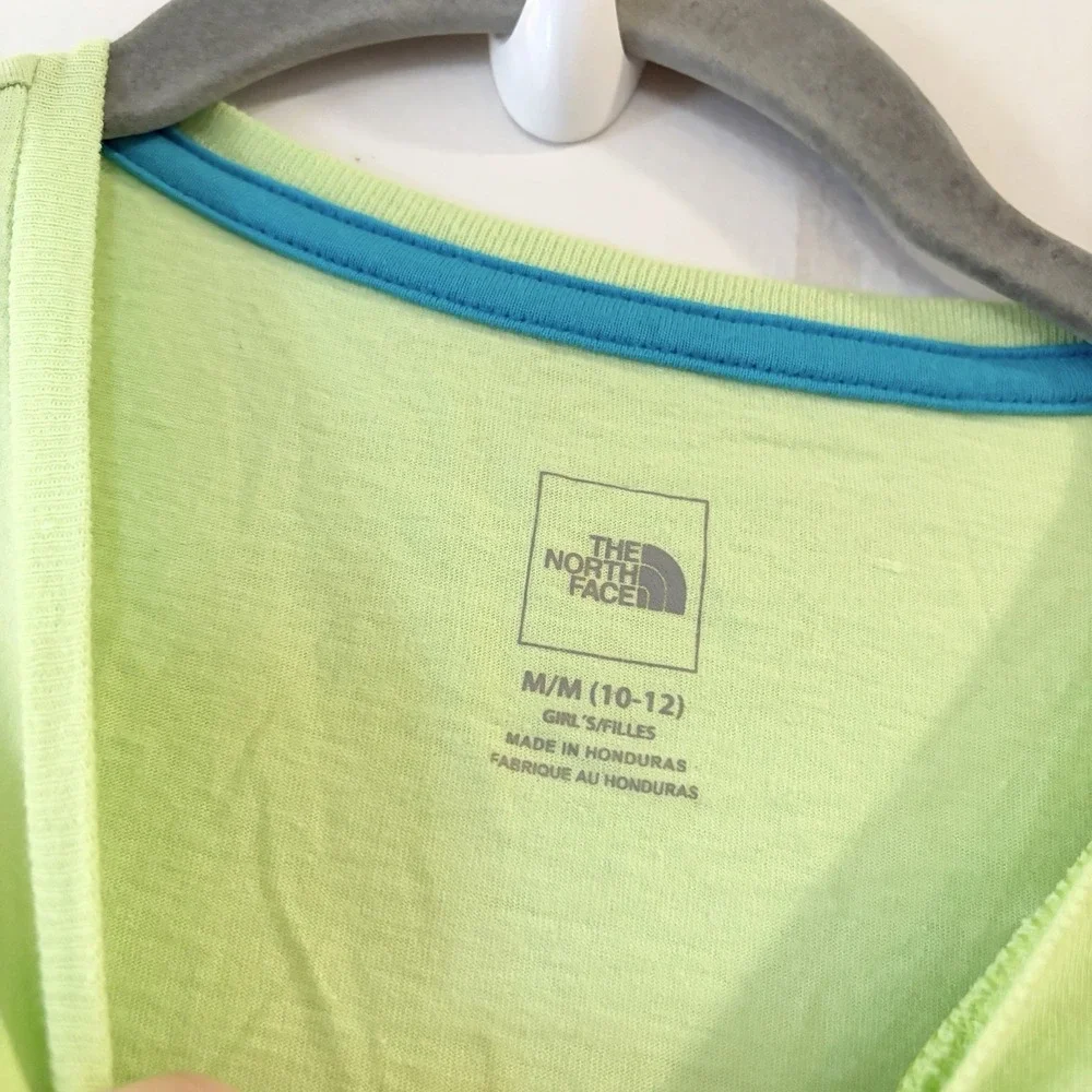 The North Face Girls Lime Green Tropical Pineapple Hawaiian T-Shirt Crew M 10-12